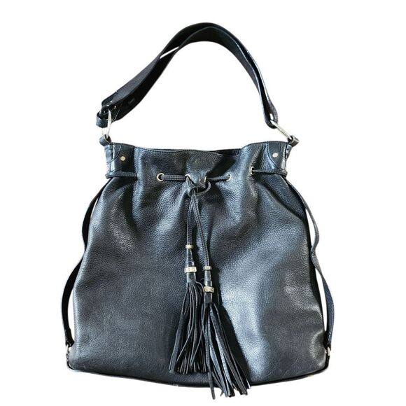 Vintage Juicy Couture Handbag Purse Black Leather w/ Gold Accents Shoulder - Picture 11 of 15